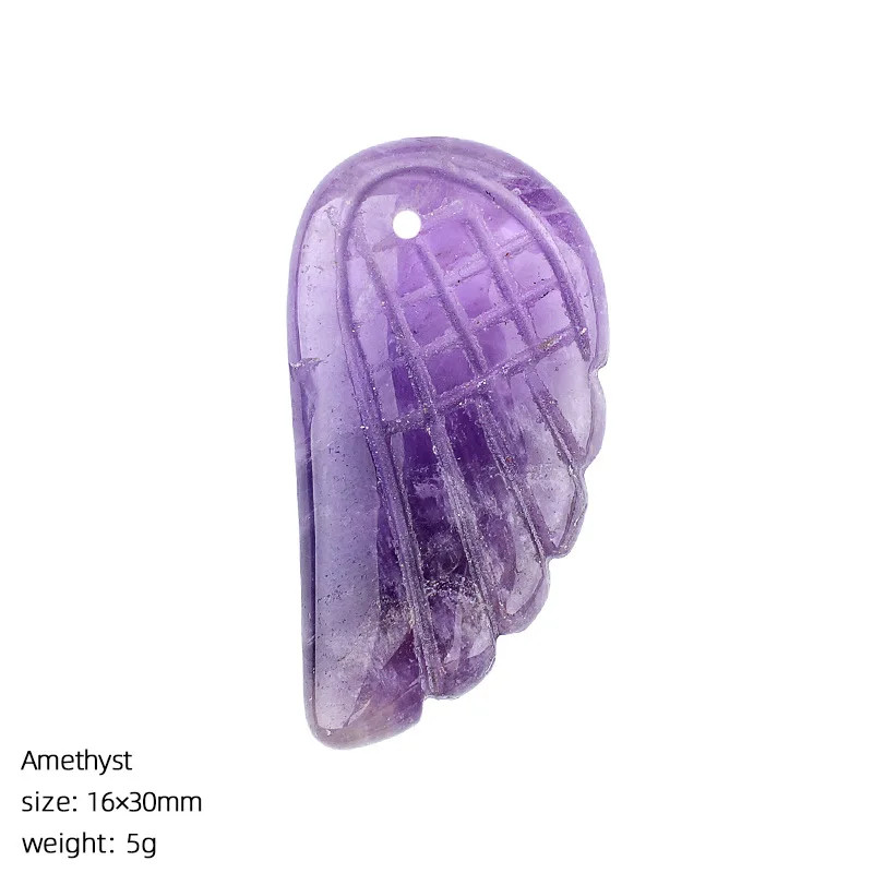 6PCS 16x30mm Angel Wing Carved Stone Pendant DIY Jewelry Necklace Making Charm