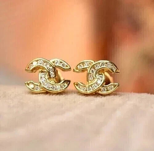 1.20Ct Round Lab Created Diamond Fancy Stud Earrings In 14K Yellow Gold Plated