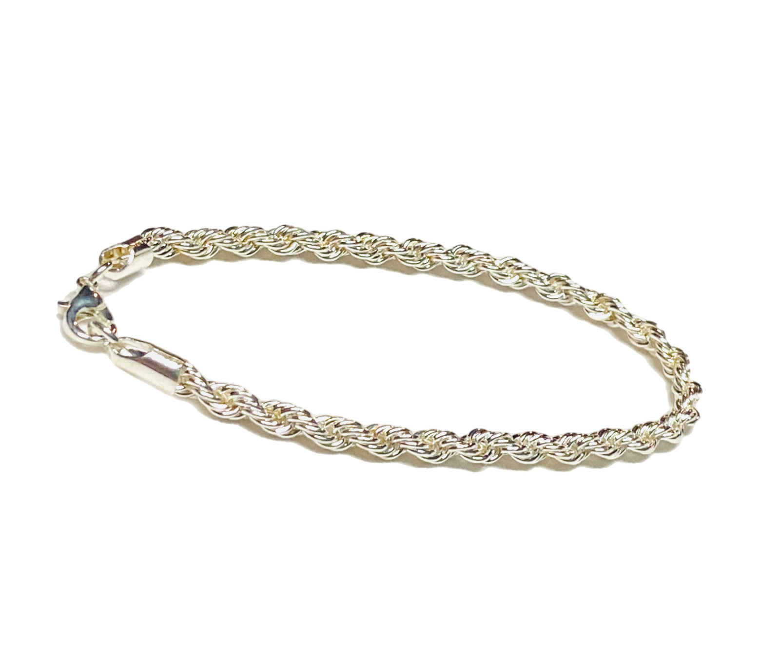 Twisted Rope Silver Tone Chain Bracelet 8” Costume Fashion 4mm Wide EUC Thick