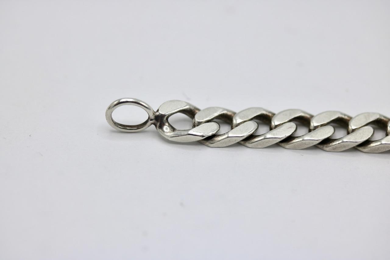 Authentic 925 Sterling Silver Men’s Gucci Ghost Bar ID Curb Link Bracelet