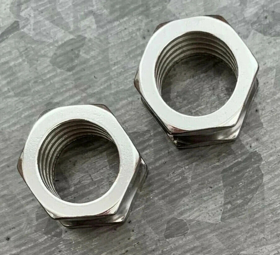 PAIR Hexagon Bolt Tunnels Screw 316L Surgical Steel Double Flare Plugs Gauges