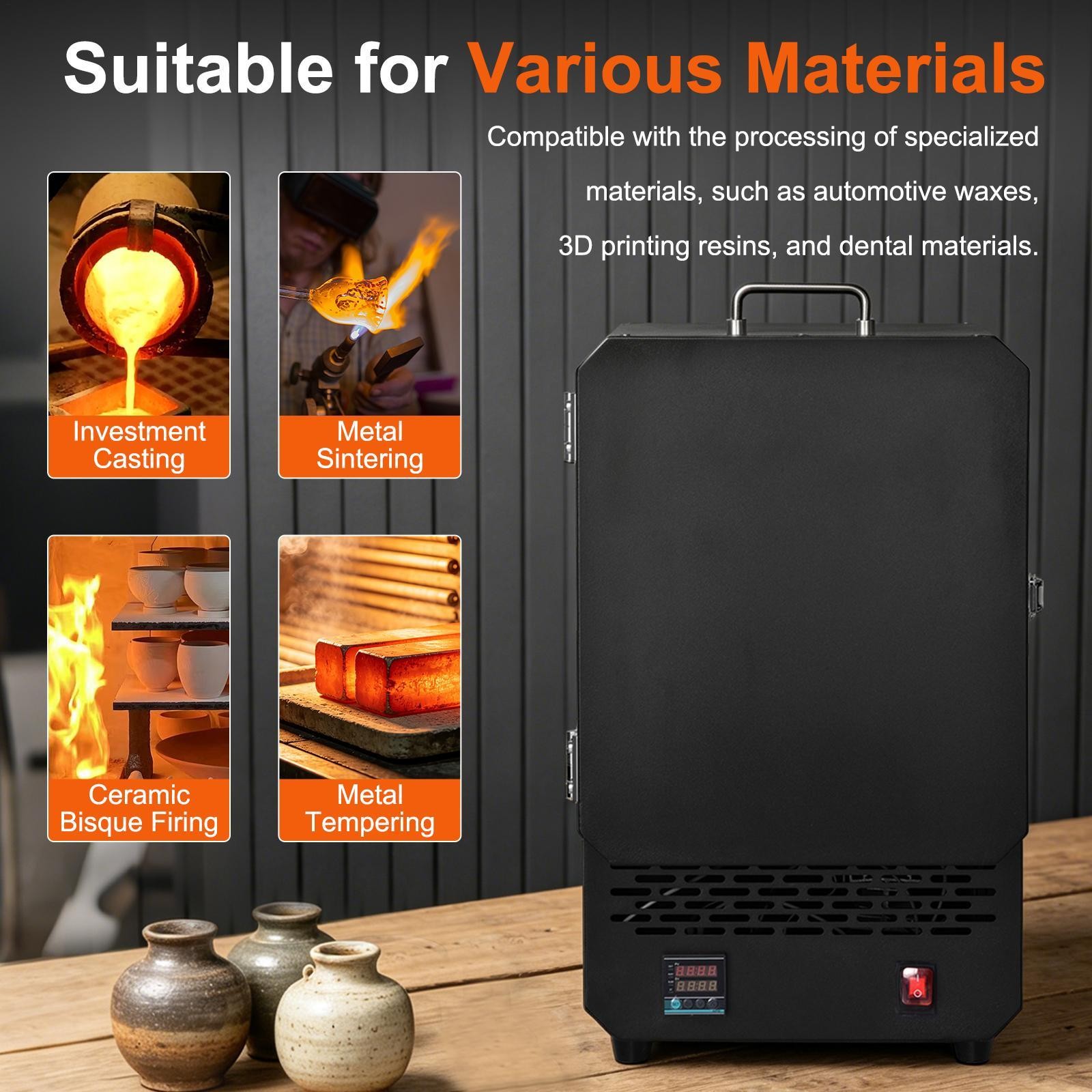 Tabletop Kiln Melter 1500W Electric Melting Furnace for Wax Casting Metal USA-