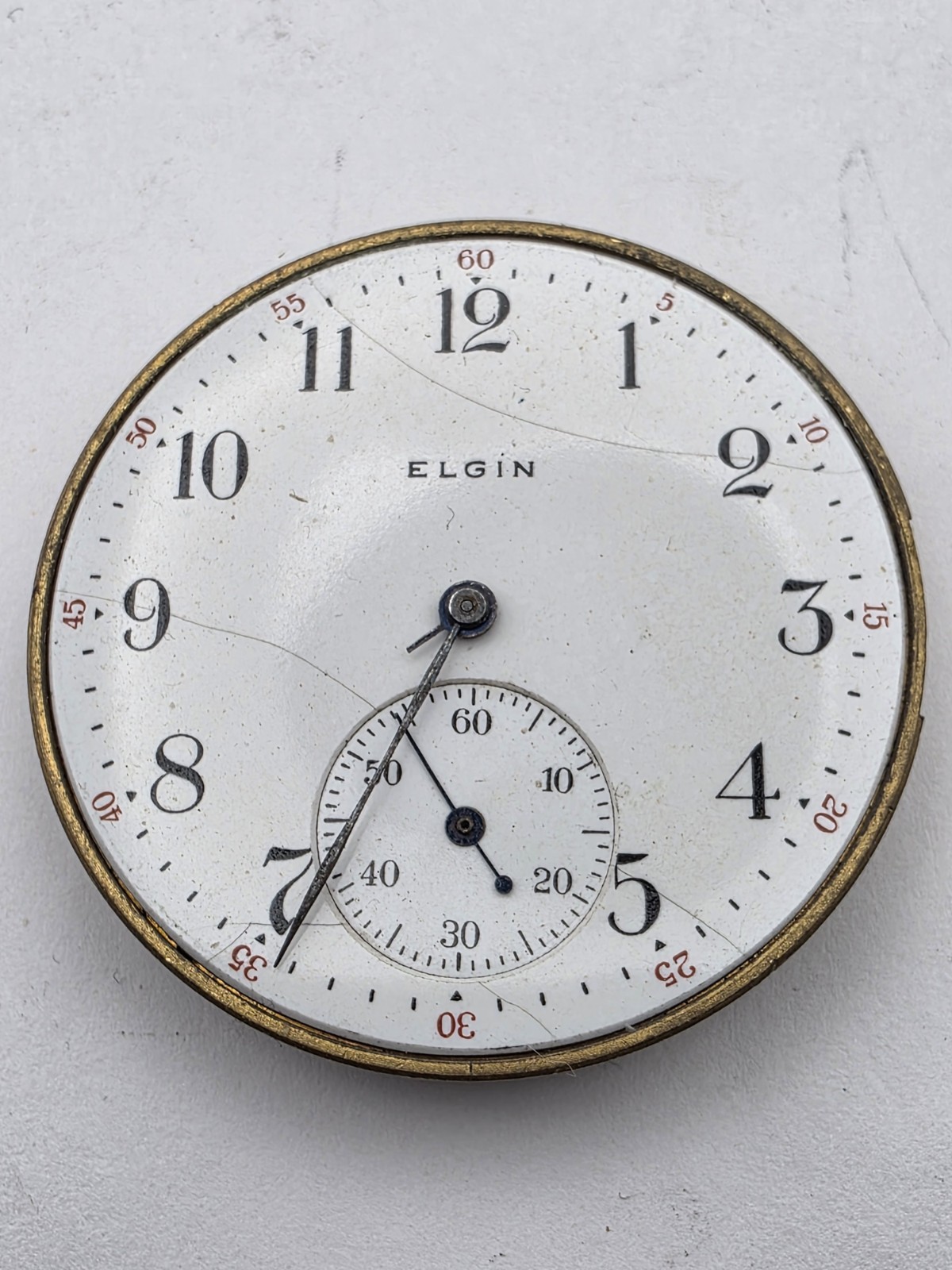 Vintage ELGIN 15 Jewel 39.7mm Pocket Watch Movement + Dial Lot 508