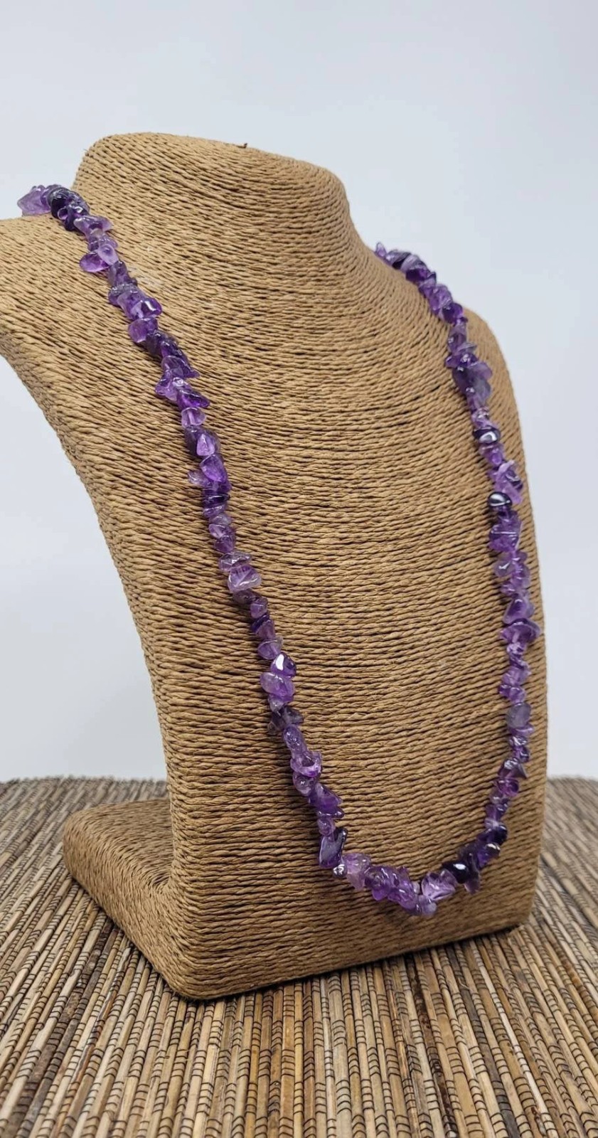 Natural Amethyst Necklace Healing Crystal Stone Long Unisex Quartz Pendant 28″