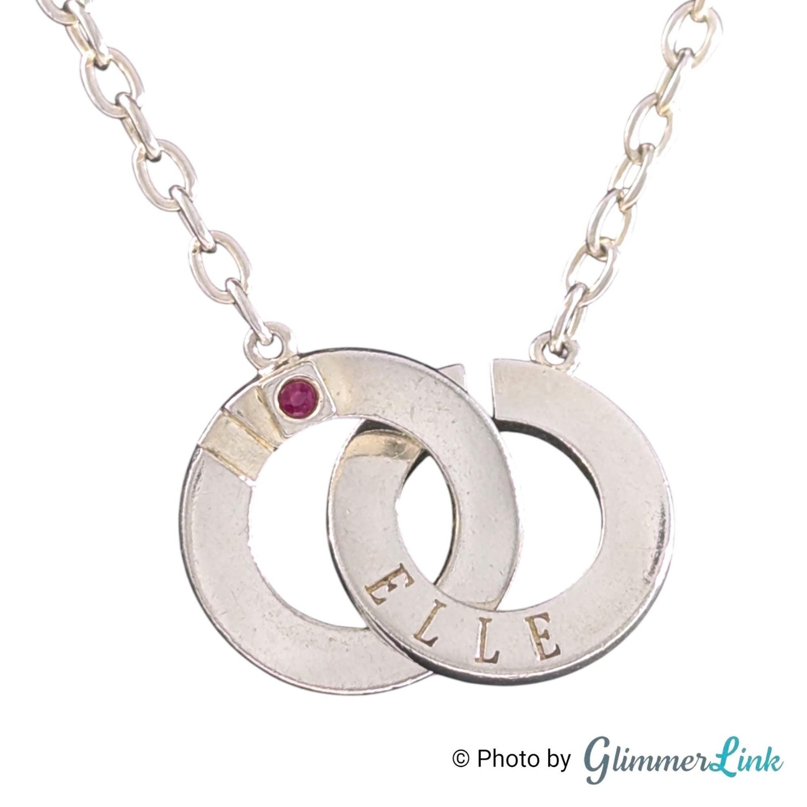 Vintage ELLE Sterling Silver Ruby Interlocking Circle Jewelry Set