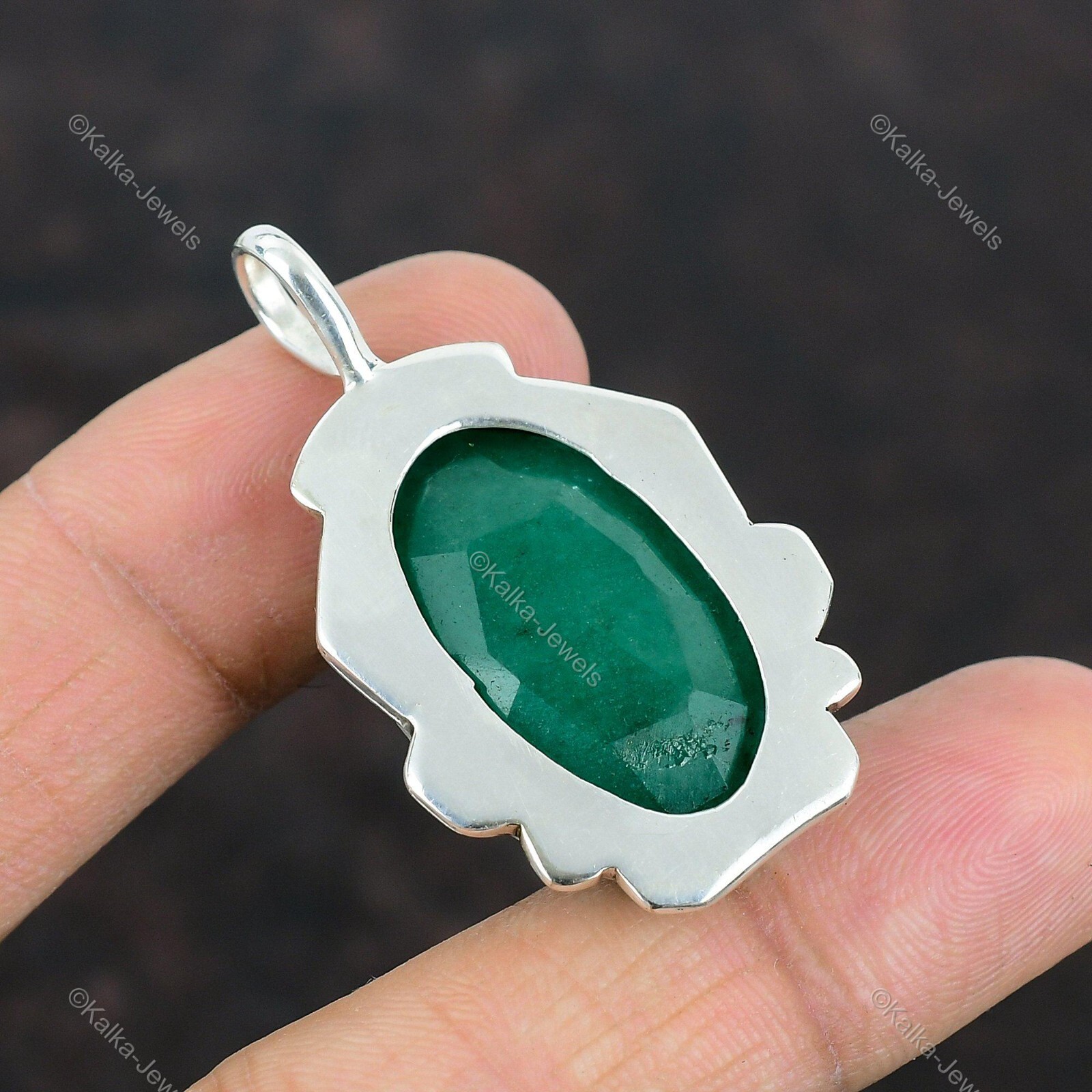 Natural Zambian Emrald Gemstone Pendant 925 Sterling Silver Jewelry For Women
