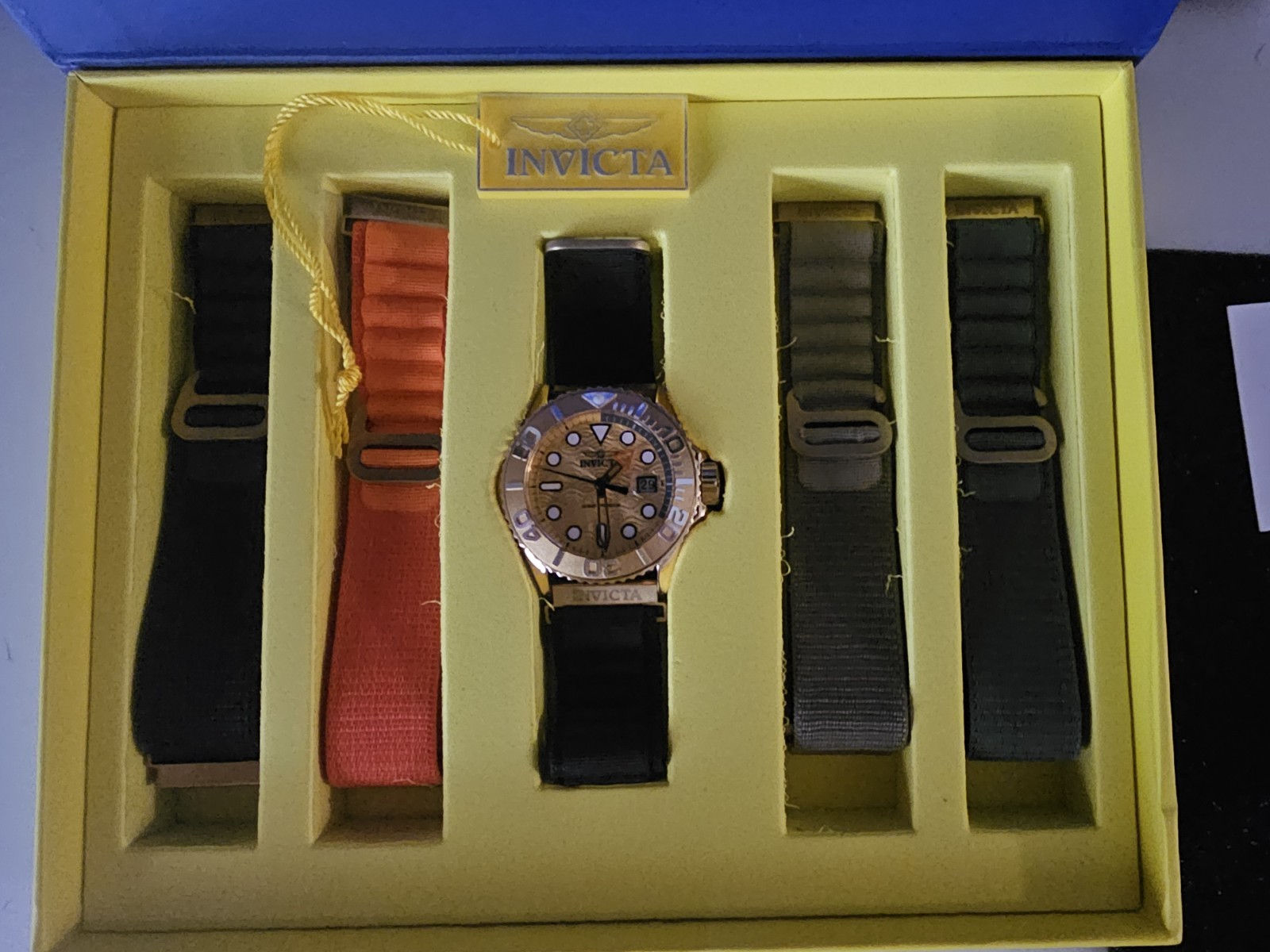 Invicta Ocean Predator Special Edition Diver Watch Gold Analog w/ Nylon Bands