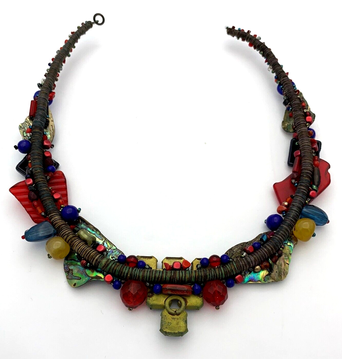 ARTISAN UNIQUE MIXED MEDIA 15 INCH COLLAR NECKLACE