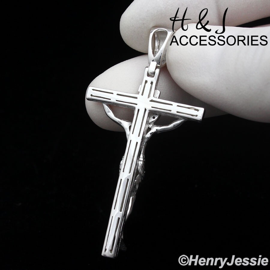 925 STERLING SILVER SIMPLE PLAIN JESUS CHRIST CROSS CRUCIFIX CHARM PENDANT*SP423