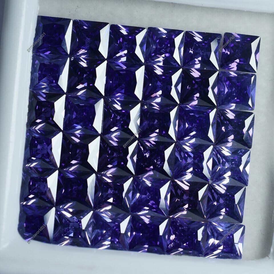 Natural CERTIFIED 21 Pcs Tanzanite Purple Square Cut Loose Gemstone 5×5 mm Lot