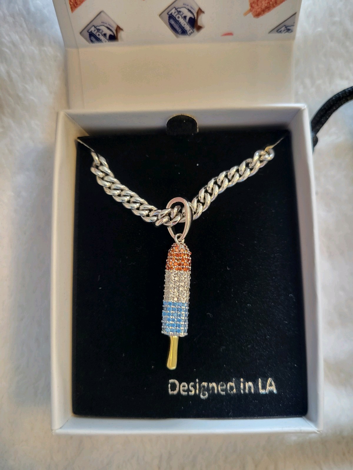 Popsicle x King Ice Bomb Pop Red White & Blue Necklace Sold Out Rare NEW IN BOX