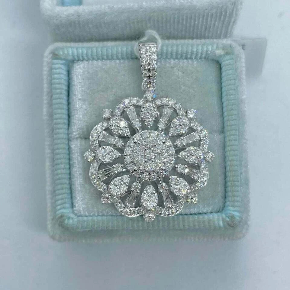 2Ct Pear Cut Lab Created Diamond Solitaire Pendant 14K White Gold Plated Silver