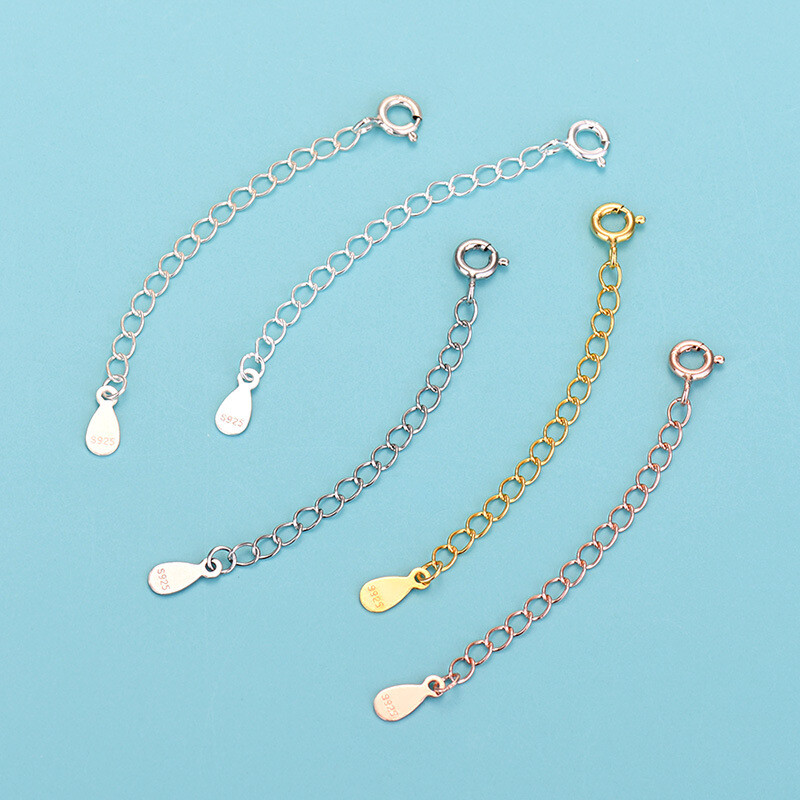 2Pcs 925 Sterling Silver Extender Diy Bracelet Chain Accessories Adjust Link