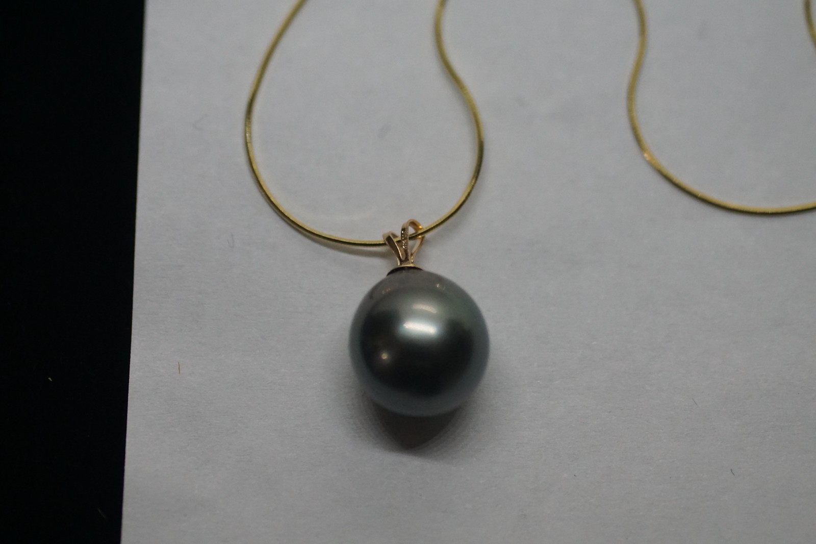 14KT 13.0mm AAA Medium Gray Genuine Tahitian Pearl Pendant NEW