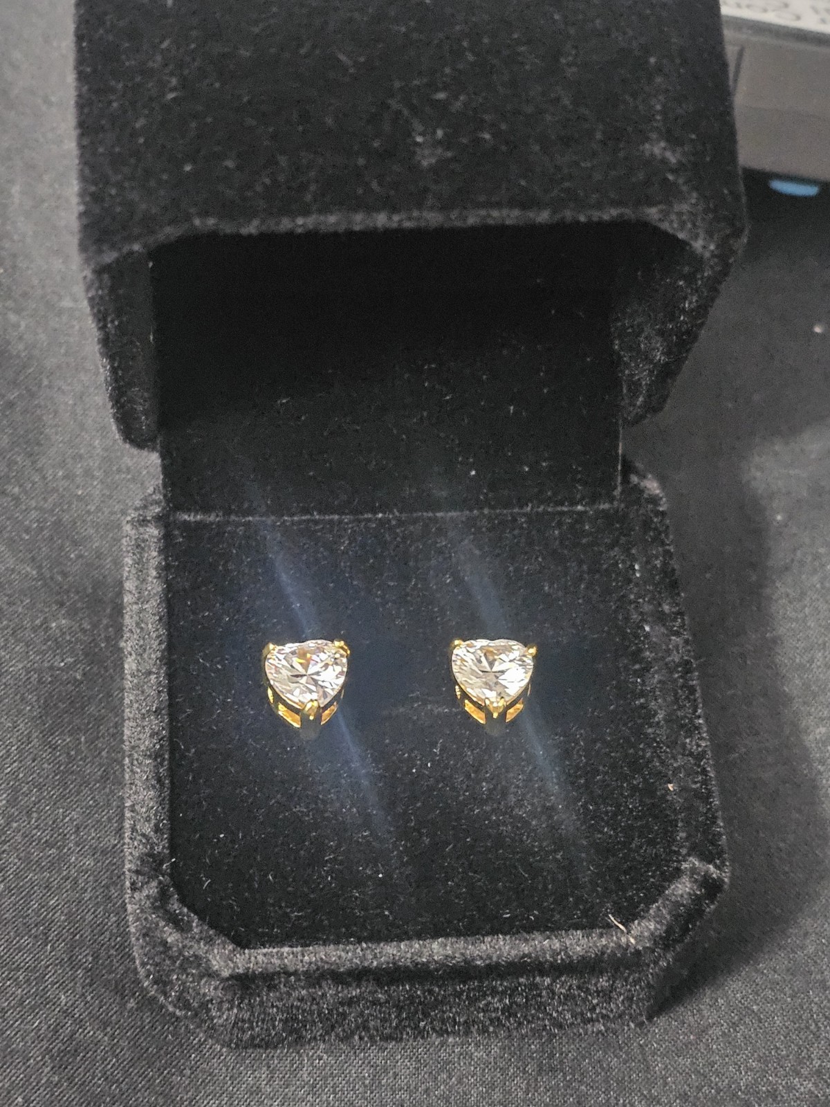 6.9mm Gold plated Heart Shape CZ Stud Earrings
