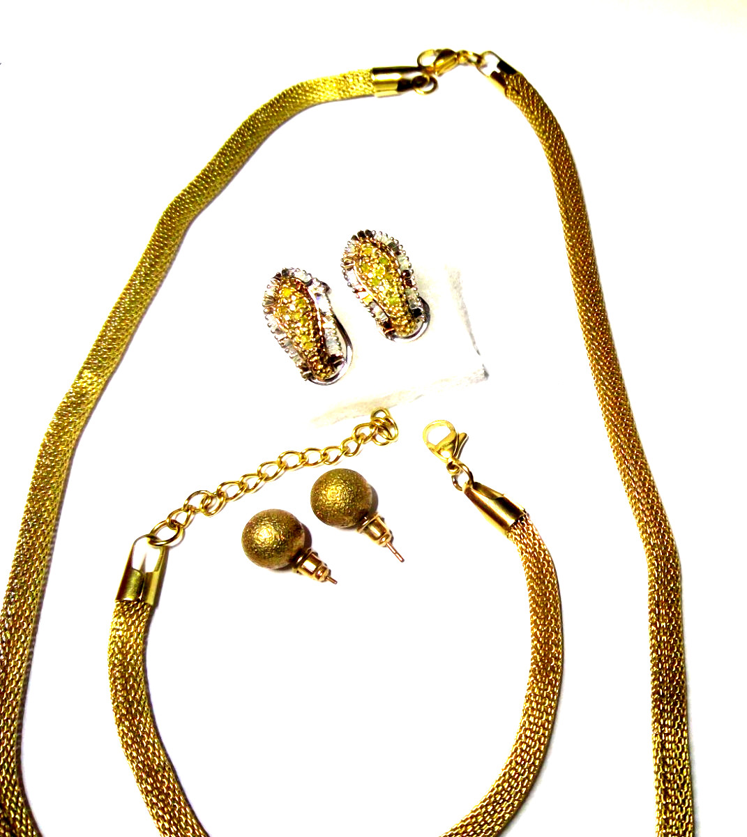 Stainless Steel Mesh Necklace, Bracelet & Earrings Mixed Lot
