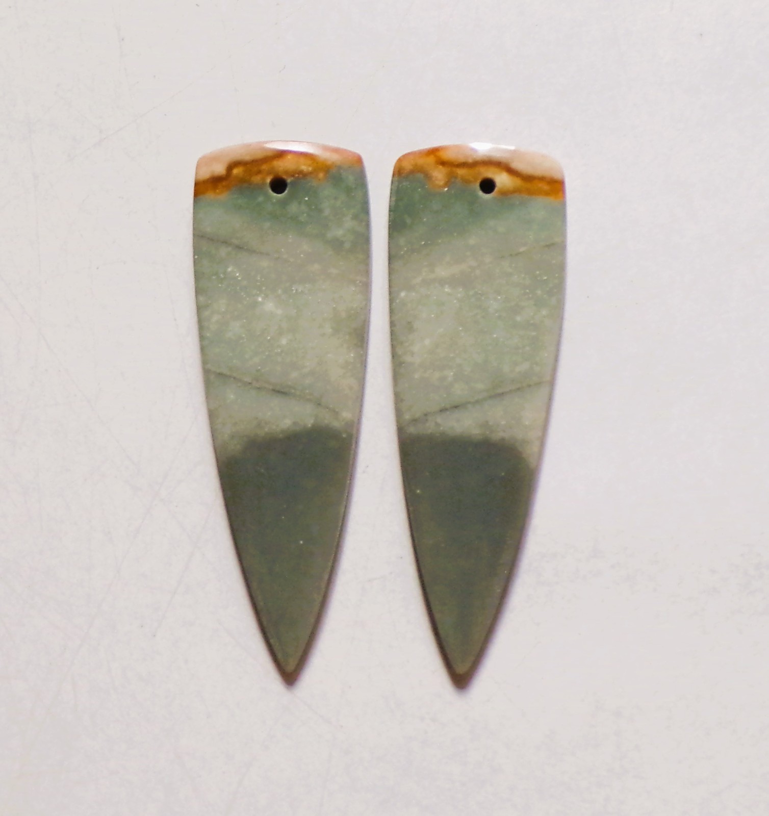 36.10 Cts Natural Polychrome Jasper Drilled Cabochon Pair Gemstone 44X15MM 41