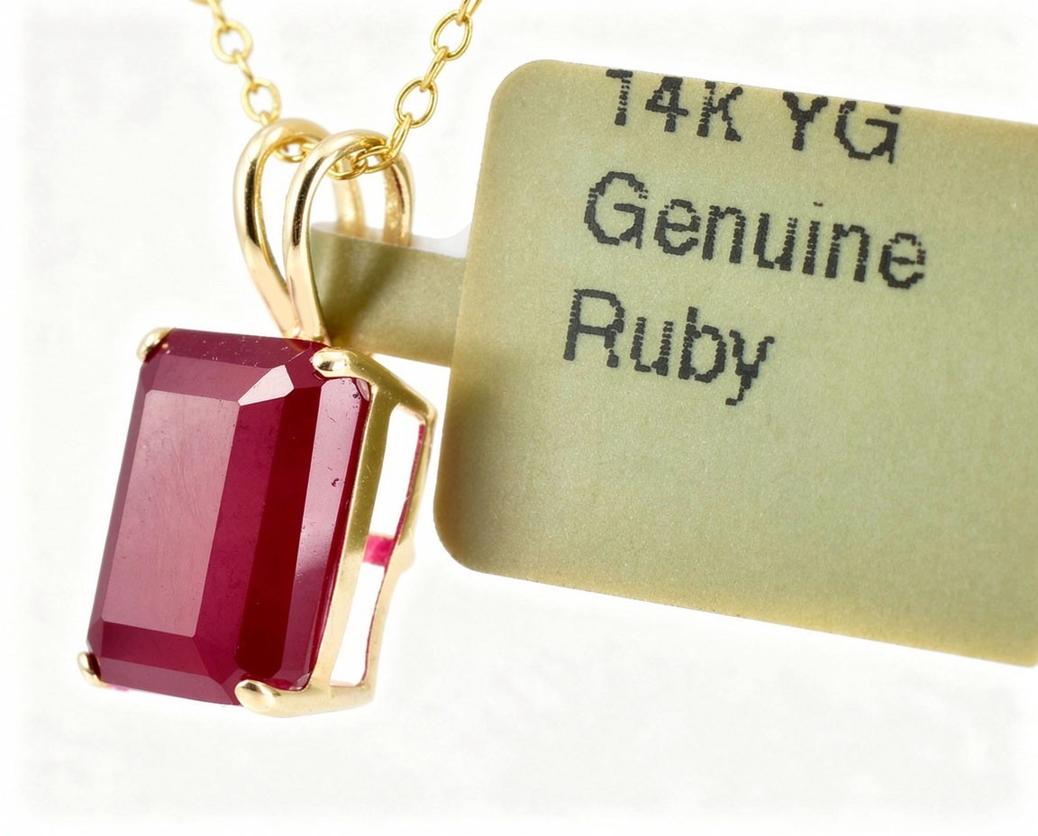 GENUINE 1.90 Cts RUBY PENDANT SOLID 14K YELLOW GOLD – Free Appraisal Service