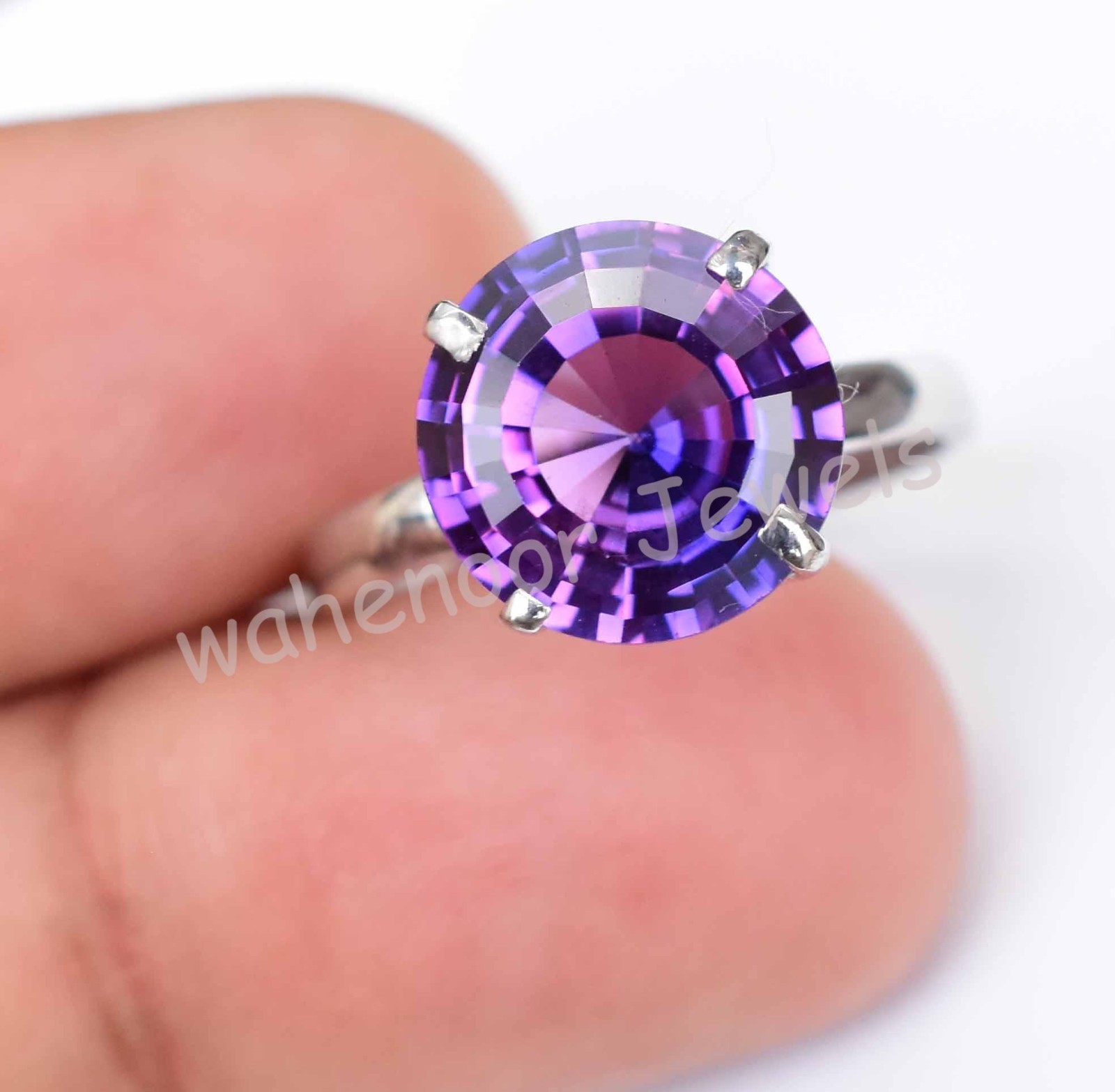 Natural Boysenberry Sapphire Round 925 Sterling Silver Ring Certified For Women