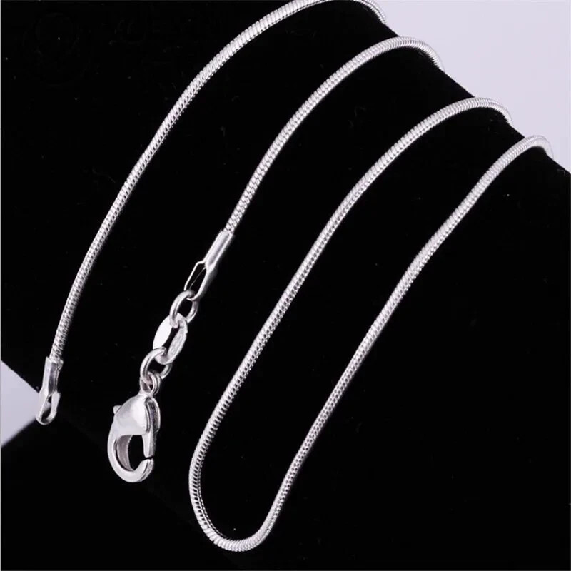 Men&Women’s 925 Sterling Silver Tarnish-Free Italian Snake Chain Necklace 16-24″