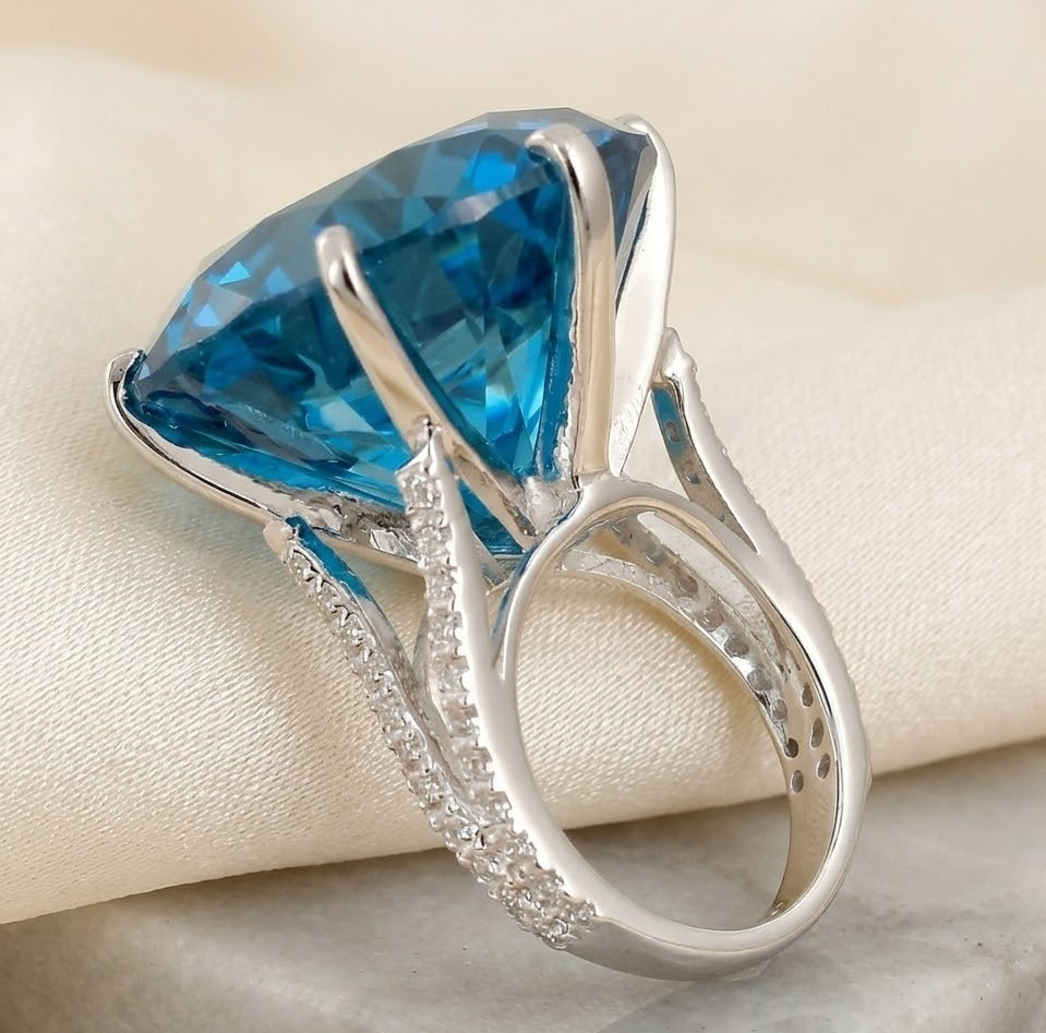 20.00CT Certified Blue Diamond Ring,Birthday Gift-Tariffs FREE & Matching Studs.