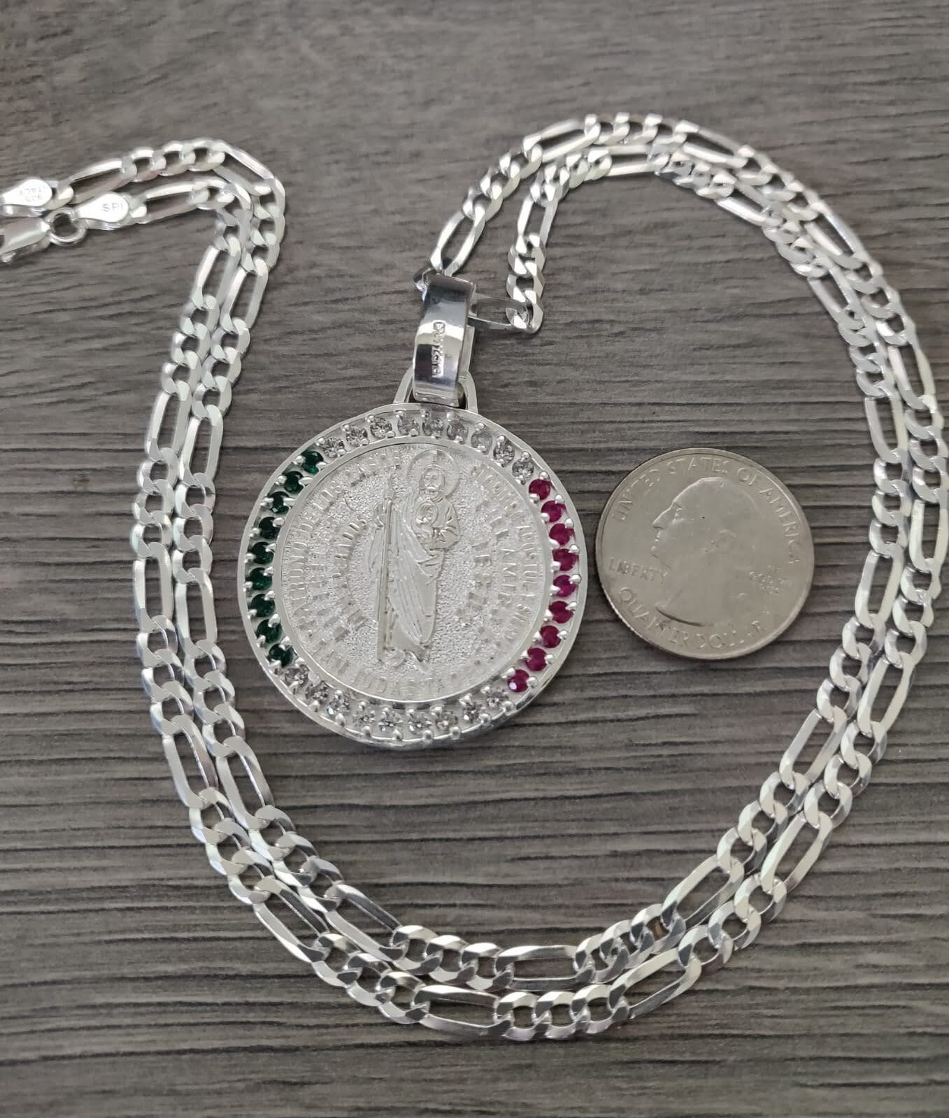 cadena y san judas c/ zirconia plata 925 28g 26″ 4.5mm.