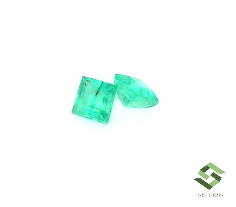 4×4 mm Certified Natural Emerald Square Cut Pair 0.63 CTS Untreated Loose Gems