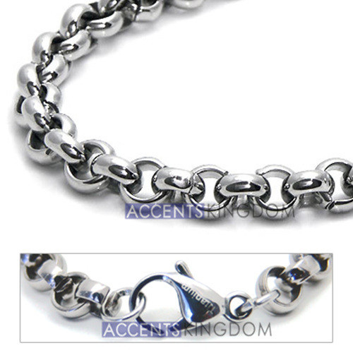 Accents Kingdom 6mm Titanium Men’s Rolo Chain Necklace
