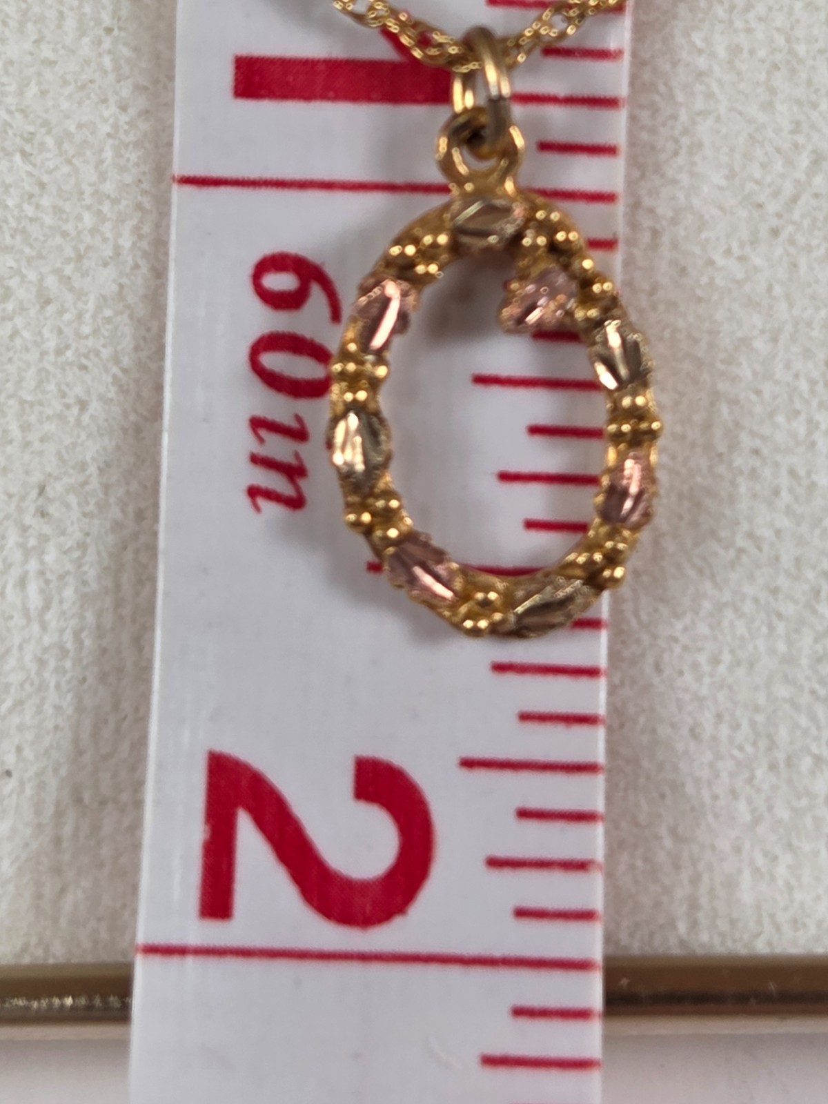 Landstrom’s 10K Black Hills Gold “O” Initial Necklace – NIB, Pre-1991 (NO1)