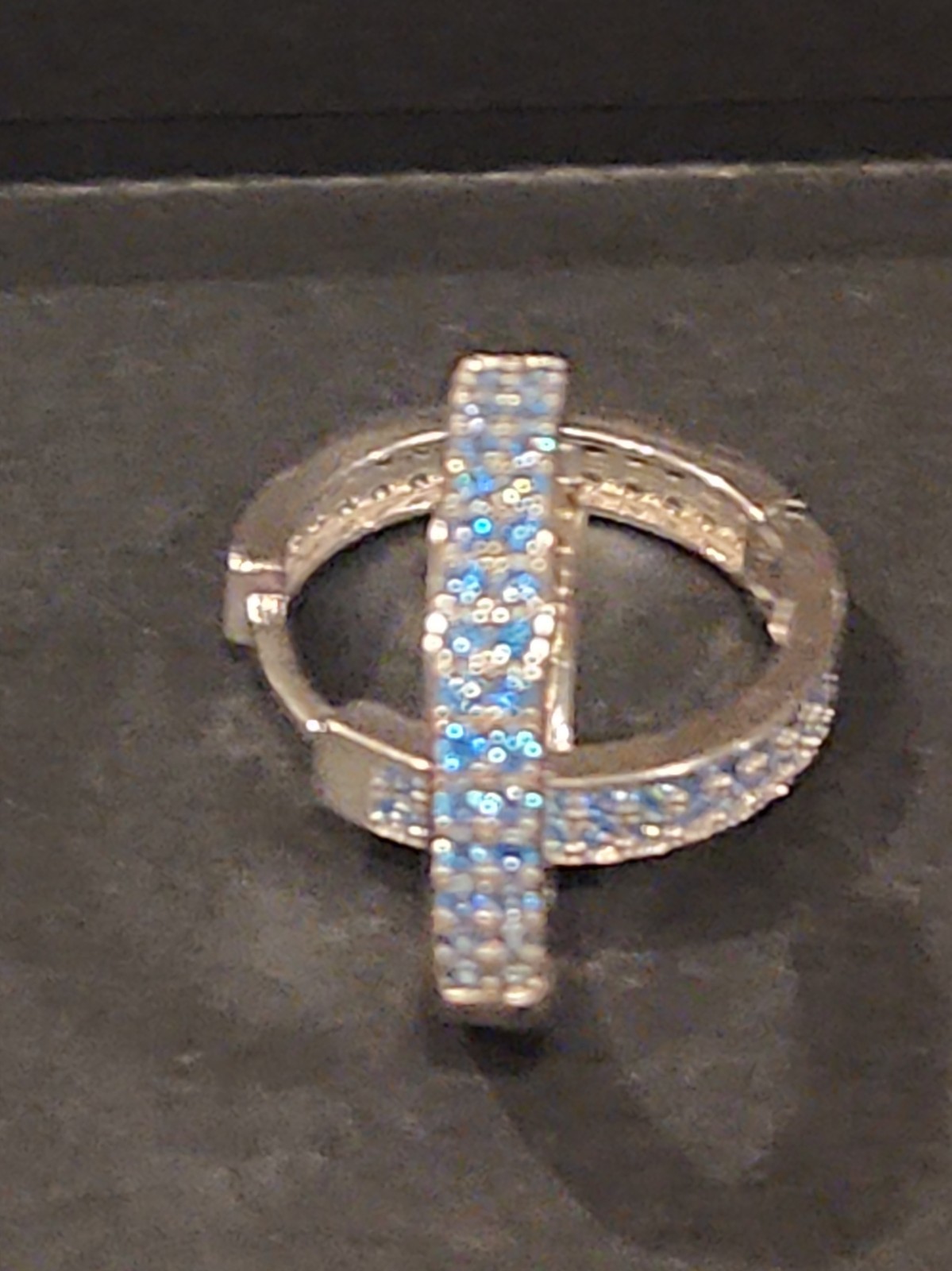 925 STERLING SILVER HOOPS WITH BLUE GEMS