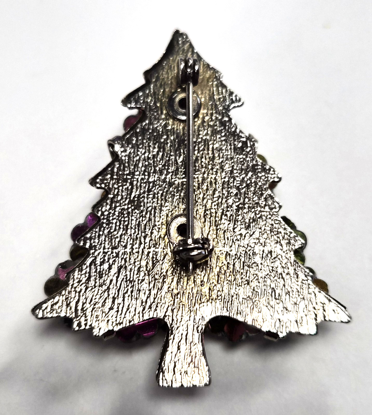Vintage 60’s Watermelon Rivoli Crystal Bead Christmas Tree Pin / Brooch