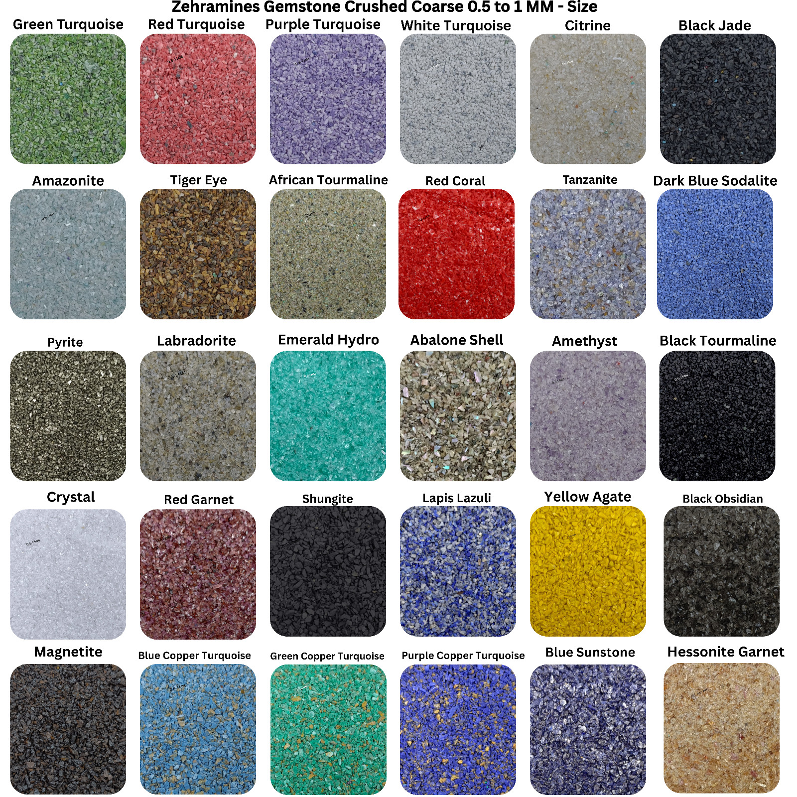 Crushed Gemstone Coarse 75+ Stone 0.5-1 MM Crushed For Ring & Woodworking Inlays