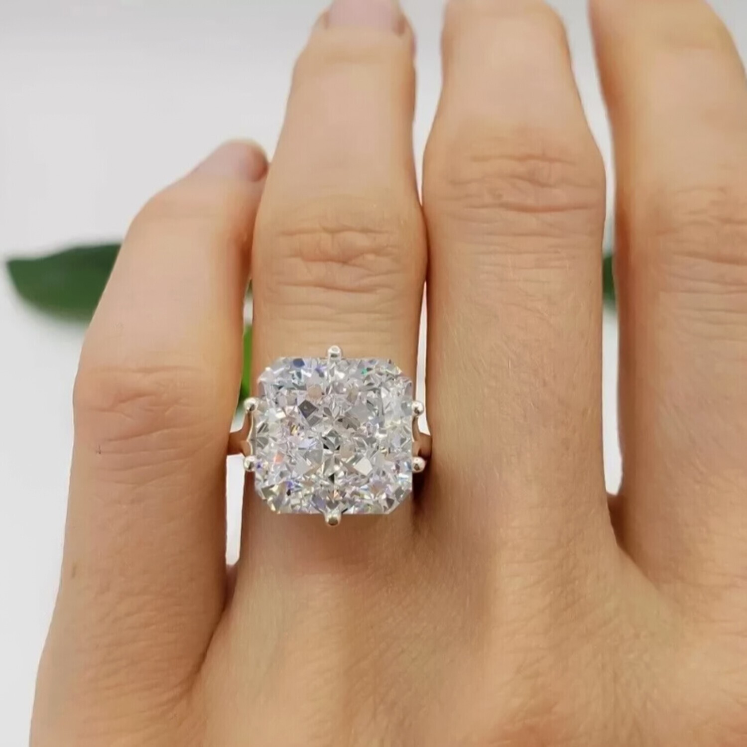 Certified Radiant Cut 4.50 Ct White Treated Diamond Solitaire Ring in 925 Silver