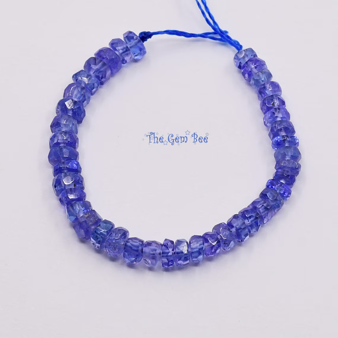 3.3mm-3.5mm Gem Grade Periwinkle Tanzanite Faceted Rondelle Bead 3 inch strand