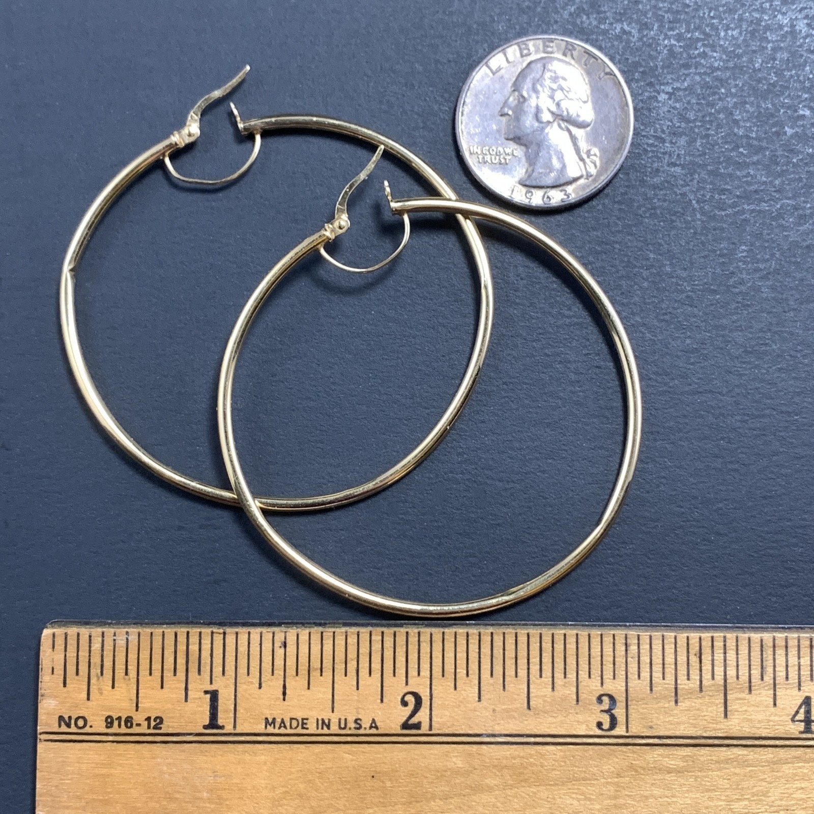Vintage 14KT Yellow Gold Tube Hoop Earrings 2.25″ by 2mm 2.5+ grams AS IS DENTS
