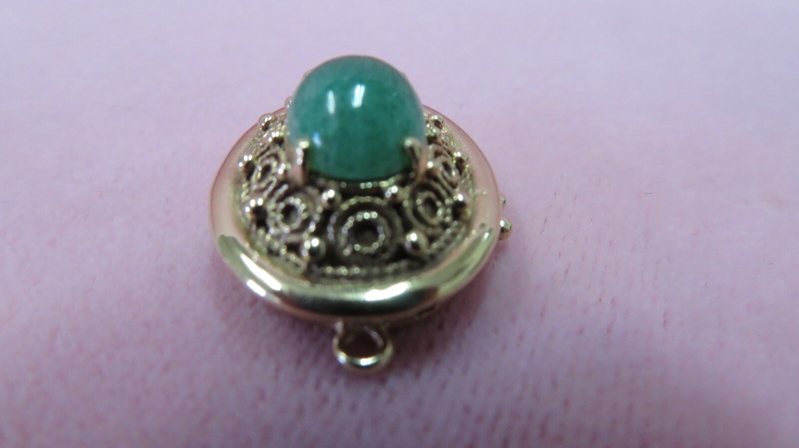 Vtg 14k Solid Filigree Y. Gold Aventurine Clasp for Single Strand Beads 7.89 G