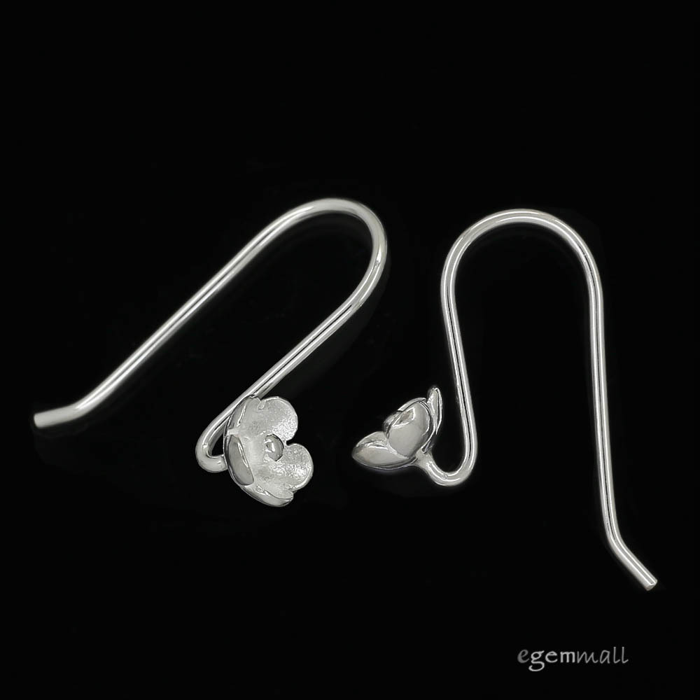 Sterling Silver Flower French Hook Earring Connector Ear Wire #99326