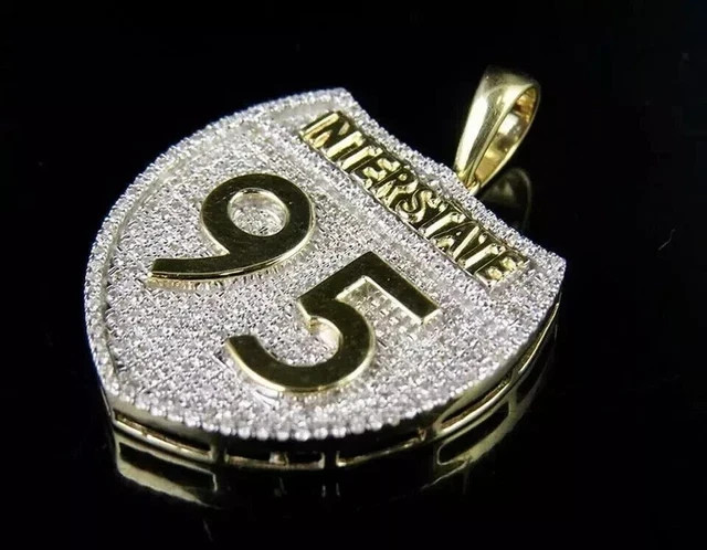 3.75 Ctw Round Cut Real Moissanite Cluster 95 Pendant 14K Yellow Gold Plated.