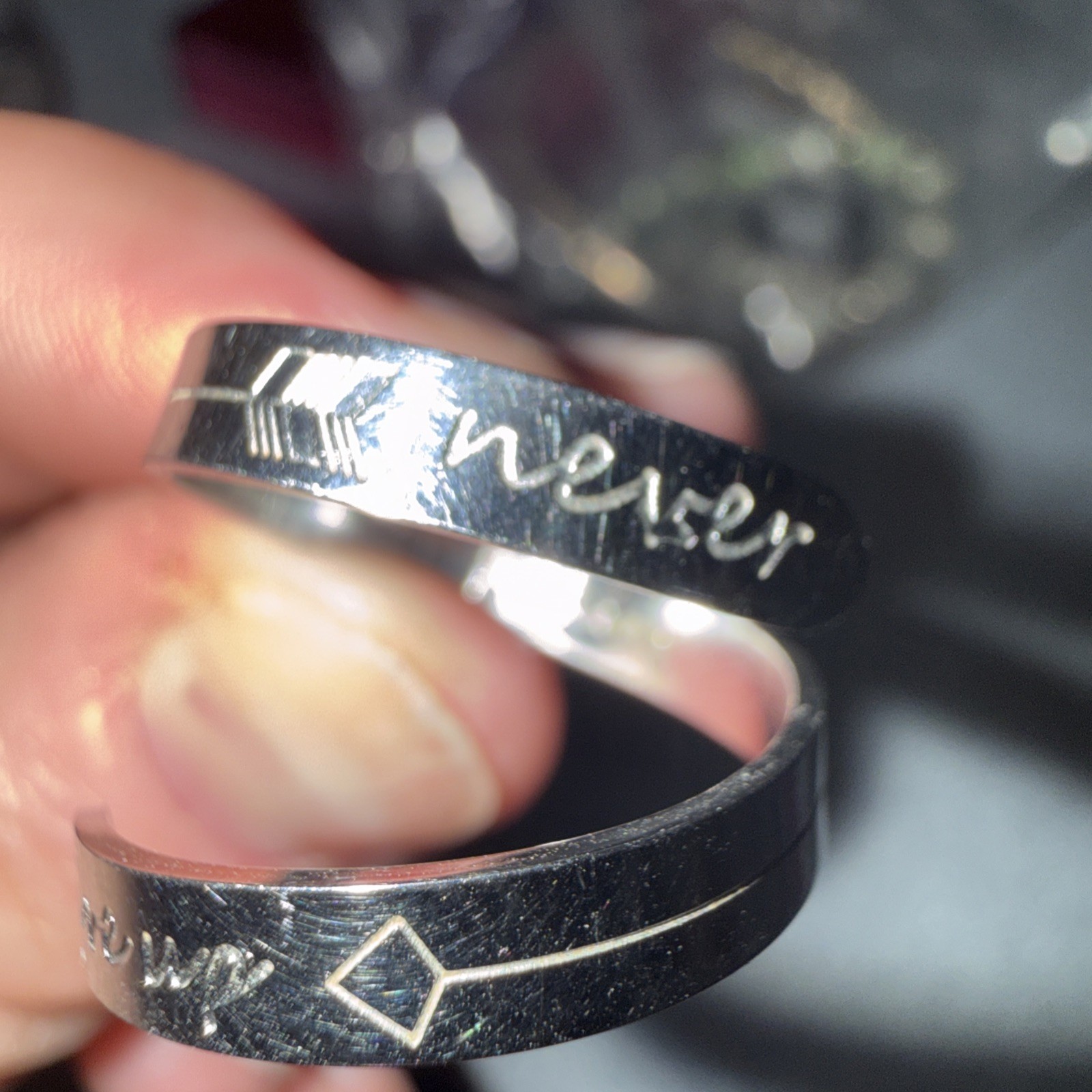 Silver Toned Inspirational Ring “Never F$$king Give Up-Size 7