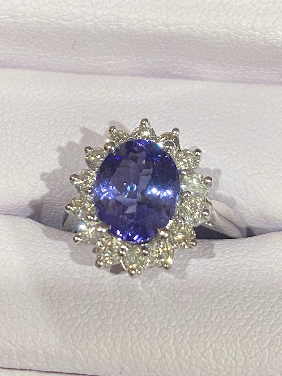 $SALE$ 14k White GOLD Oval Shaped Tanzanite $10,299.99USD Genuine Diamonds RingW
