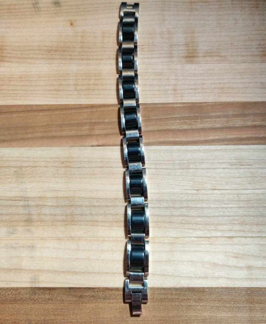 Magnetic Hematite And Stainless Steel Healing Bracelet Unisex 7.5 Inch Long