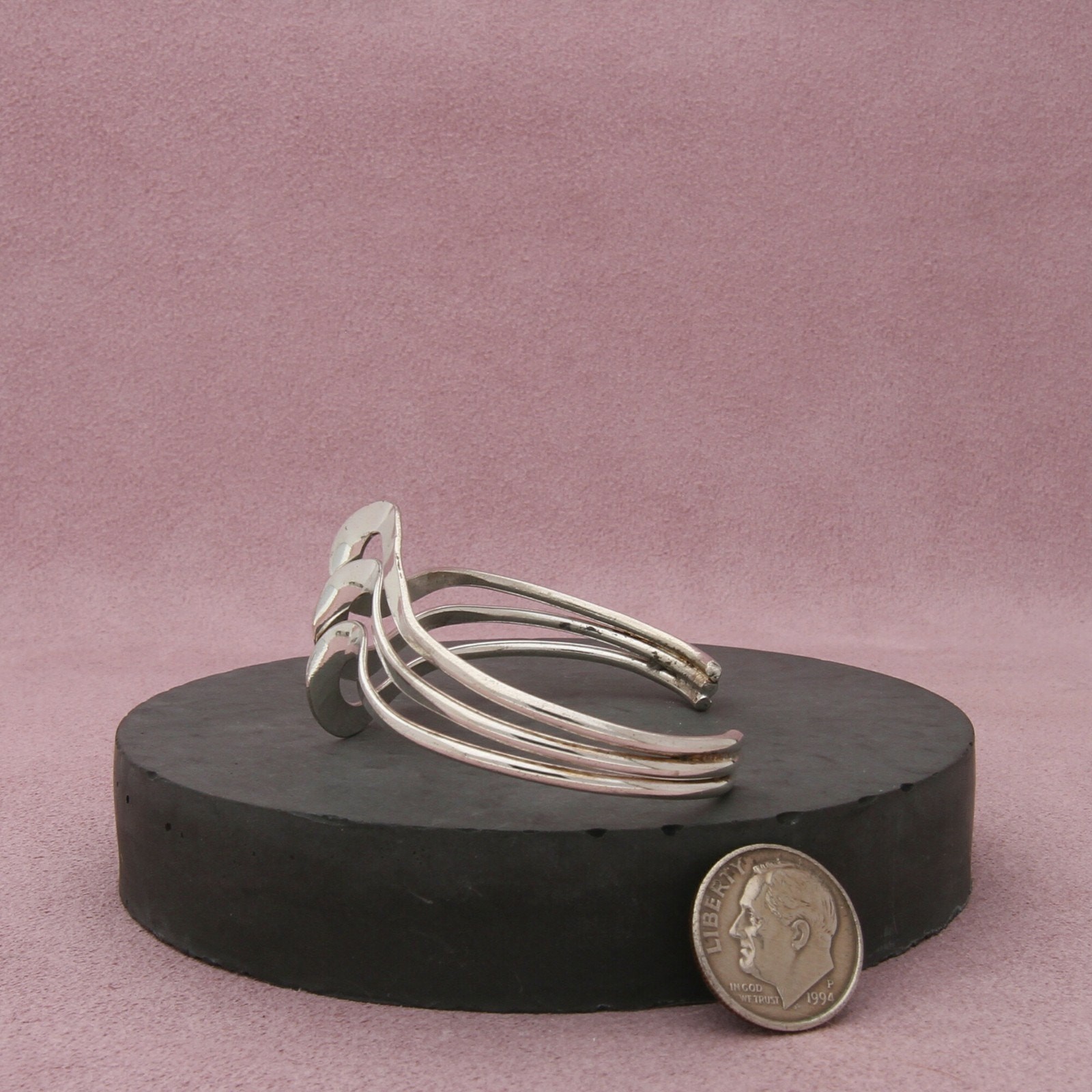 sterling silver vintage twisted triple cuff bracelet size 6.25in