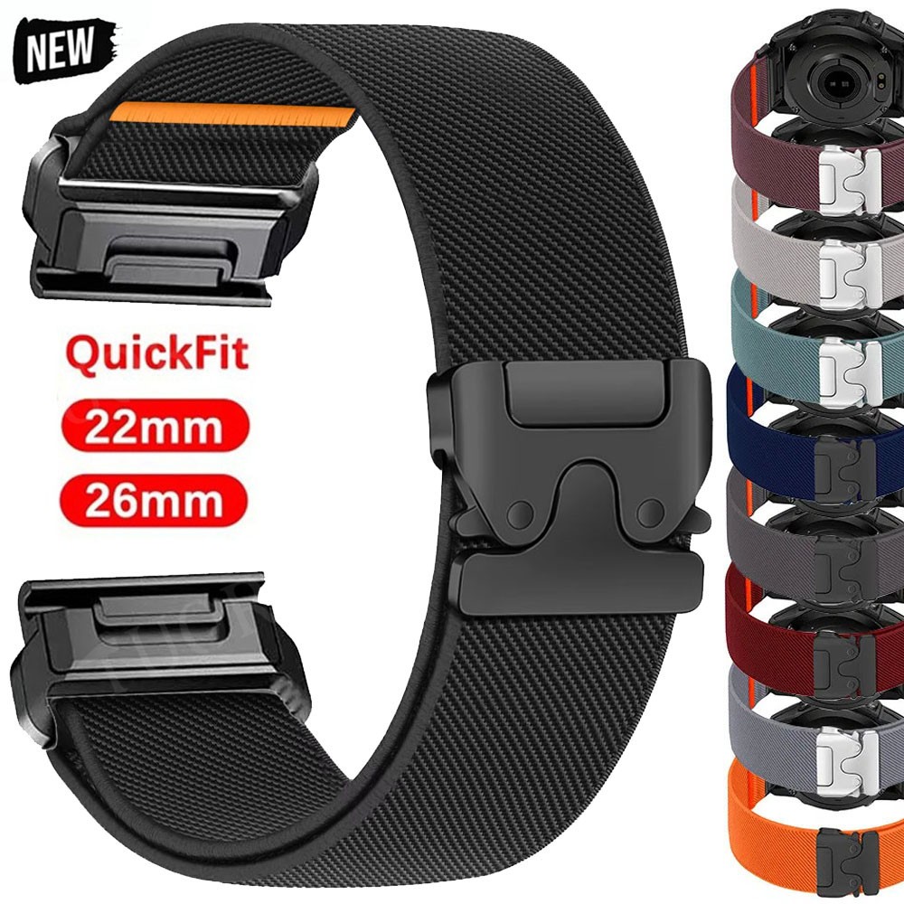 QuickFit 22mm 26mm Nylon Band Strap For Garmin Fenix 8 E 7 7X 6X Pro 5X/Epix Pro