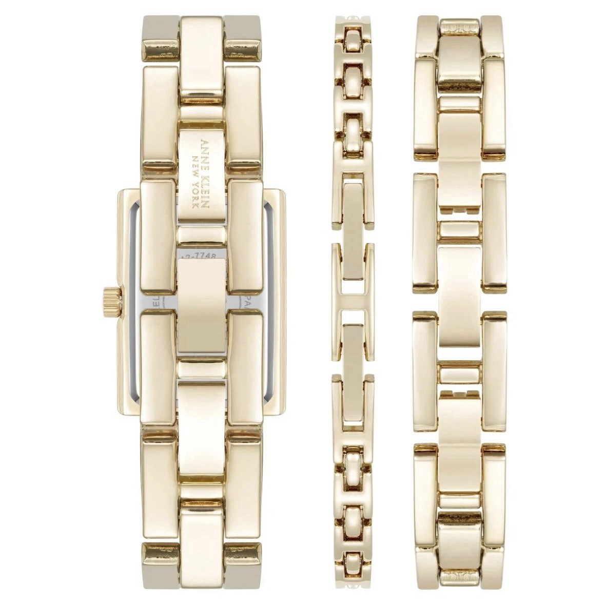 Anne Klein New York Ladies Howlite Gold Bracelet & Tank Watch Set 12-7748HLST