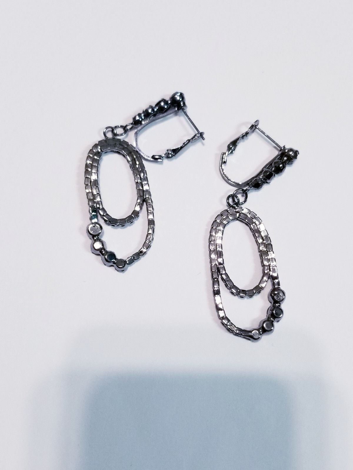 Black Dangle Chandelier Earrings Rhinestone Pageant Prom Bridesmaid Drop 2.8 in