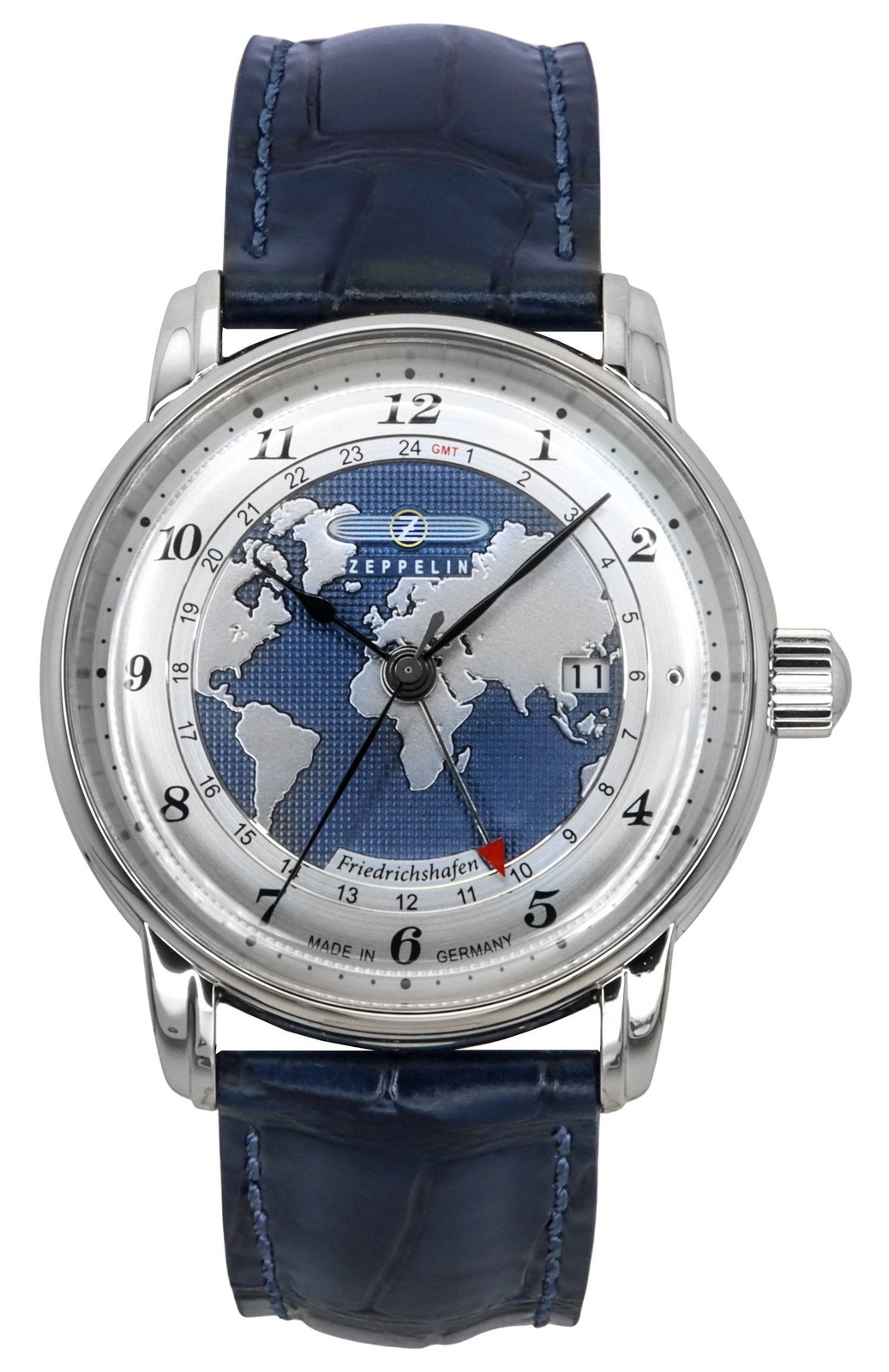 Zeppelin Friedrichshafen GMT Leather Strap Blue Dial Automatic 85963 Men’s Watch
