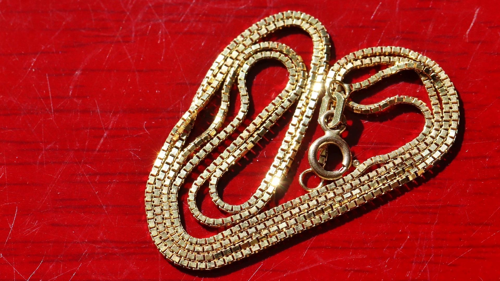 14k yellow gold necklace 18.0″ box link chain vintage handmade 2.6gr N2801
