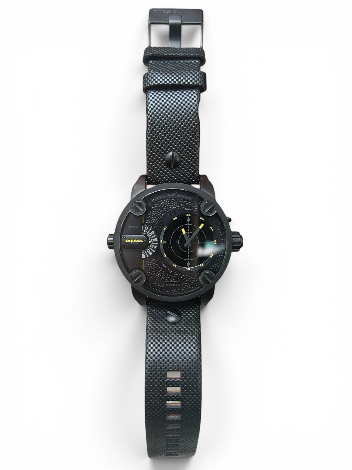 Diesel DZ7292 Little Daddy Only The Brave Black Leather Men’s Watch 57mm