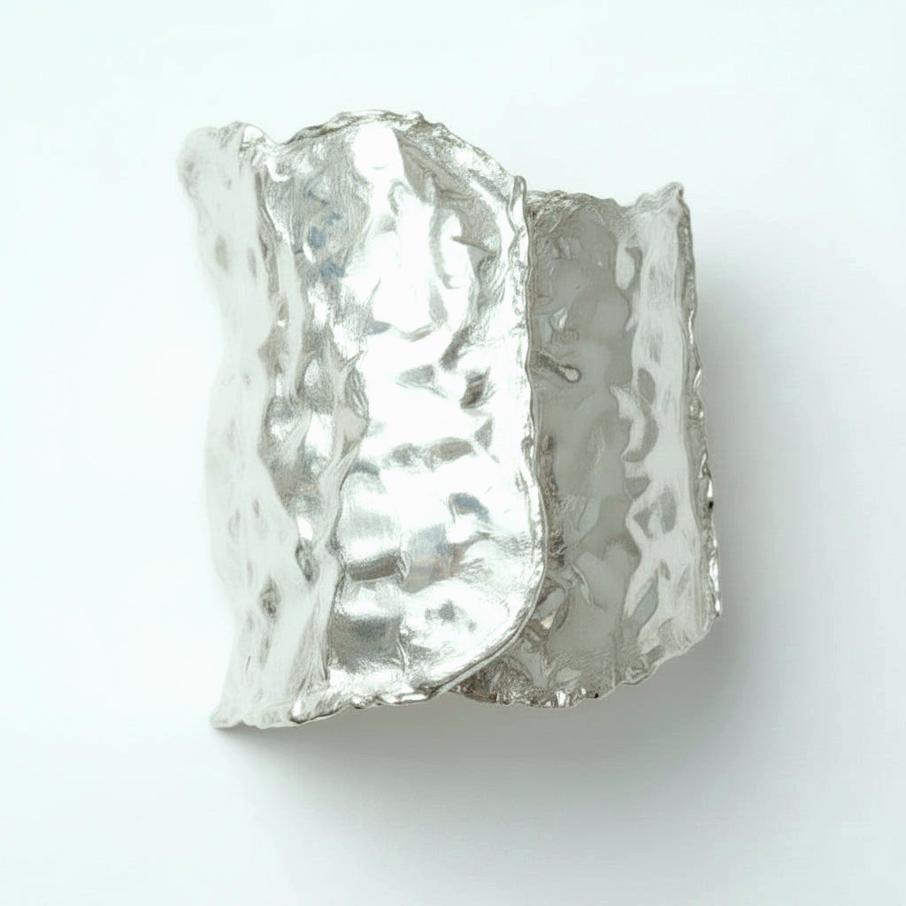 Hammered CUSTOM Organic Solid 999 Silver Bracelet Cff 80g Wide 75mm ALL Sizes