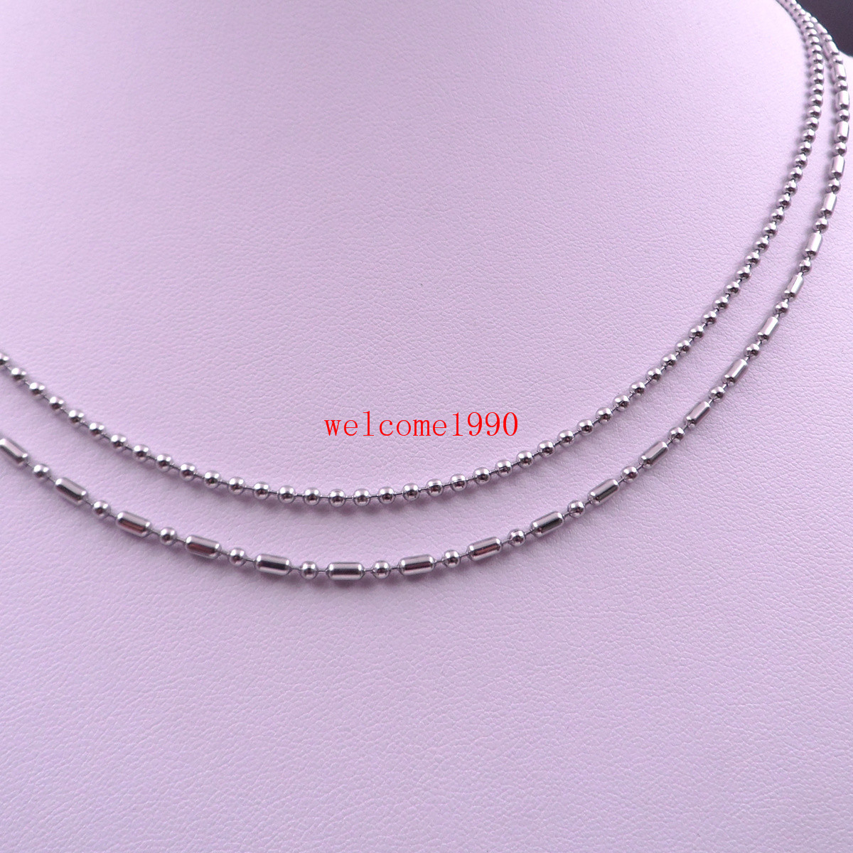 20”-28” in bulk Stainless Steel Rice Beads Chain of Military Dog Tag Necklace